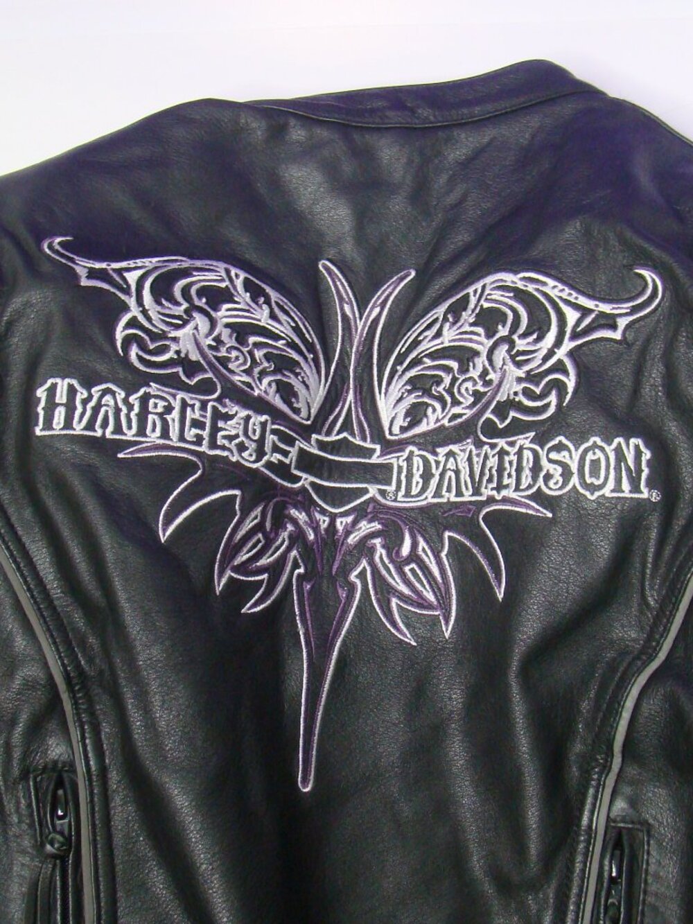 Harley Davidson motorcycle leather jacket size L (1W) 23" chest rn 103819
